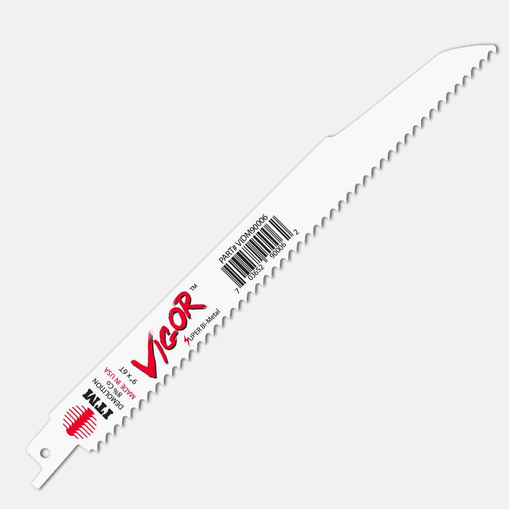 VIGOR demolition recip blades, bi-metal 8% cobalt teeth Rc 65-67 with rigid, thick low-vibration design