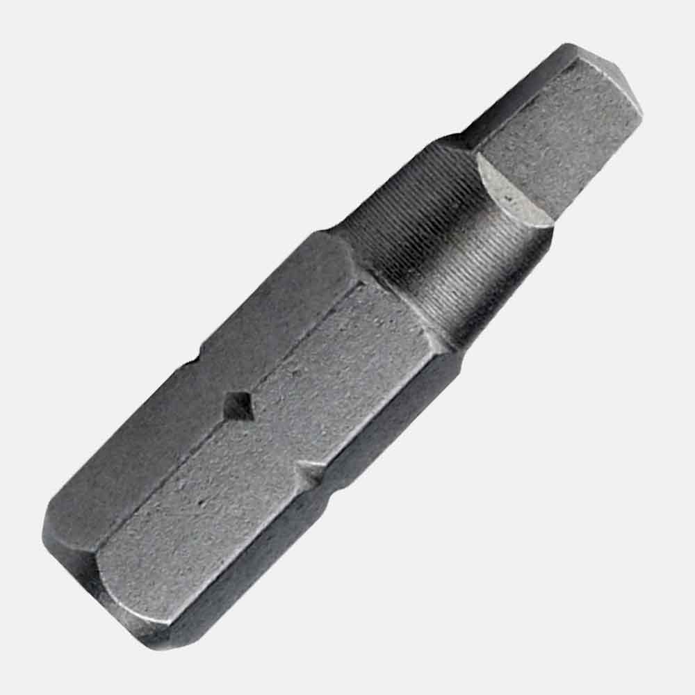 1-inch square #1 driver insert bit with 1/4-inch hex shank for square screws