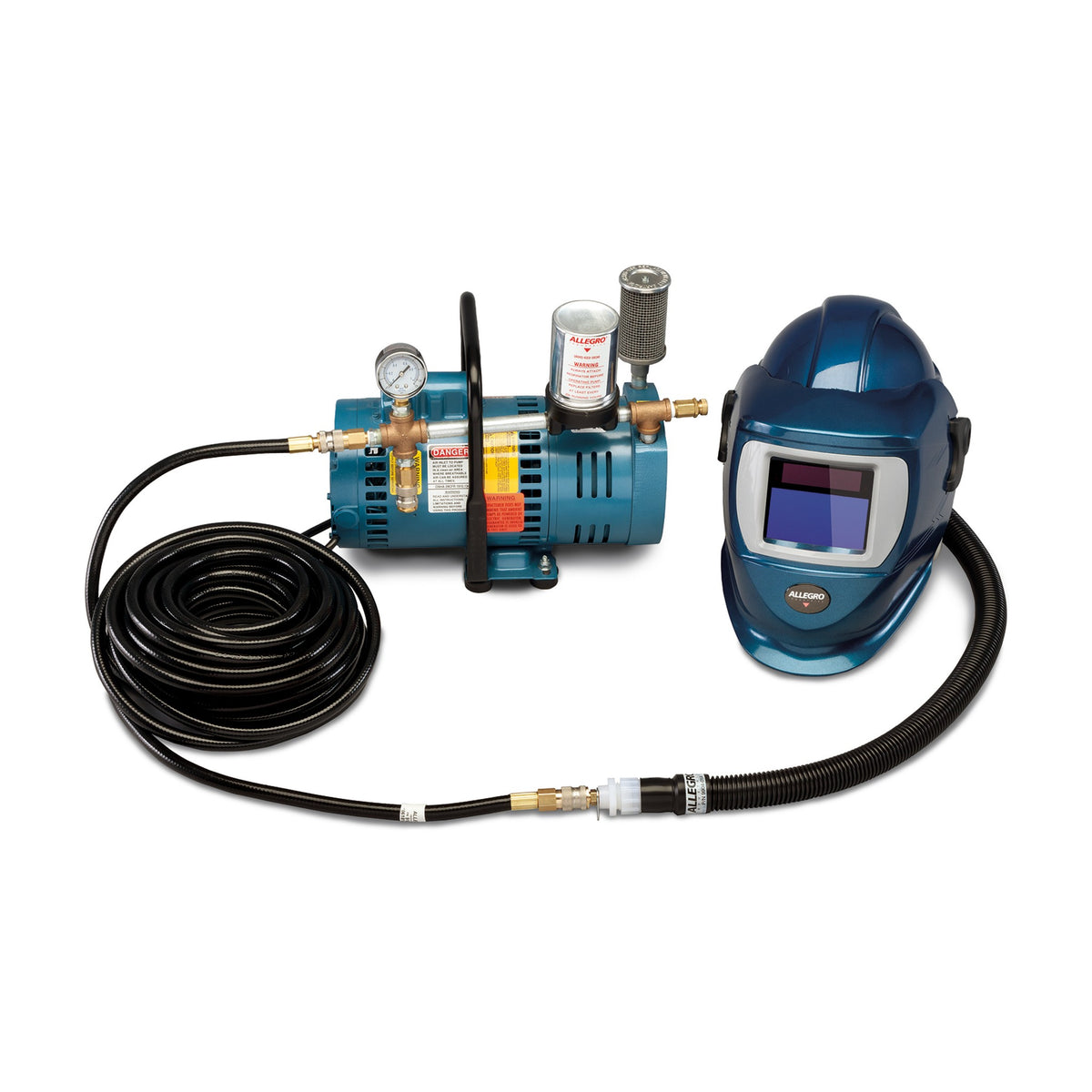 Allegro Deluxe Supplied Air Shield and Blue Welding Helmet System, 1-Worker, 50' Hose, part 9248-01