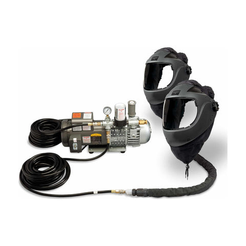 Allegro EZ Air Flex Grinding Air Shield Supplied-Air Respirator System, 2-Worker, Two 50' Hoses