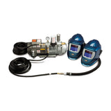Allegro Deluxe Supplied Air Shield and Blue Welding Helmet System, 2-Worker, Two 50' Hoses