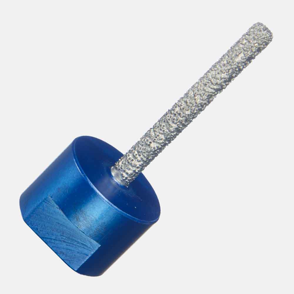 5/8”-11 threaded diamond milling cutter, vacuum-brazed #45/50 grit, 2-7/8” OAL, ideal for milling interior circle or half-circle tile, stone, or concrete cuts for pipe installation