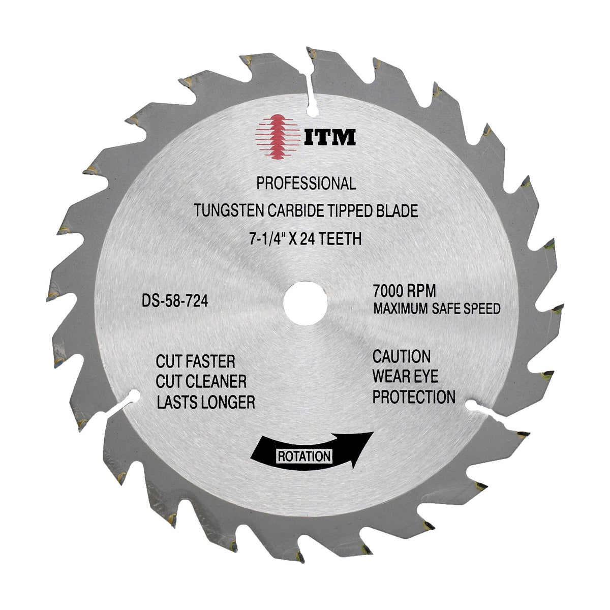 ITM 7-1/4" 24-tooth carbide tipped circular saw blade, part DS-58-724