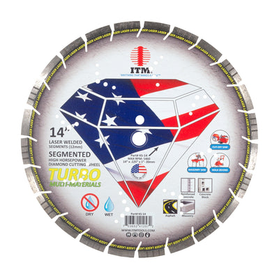 ITM 14 inch multi-material segmented diamond cutting wheel, made in USA, part MA-14