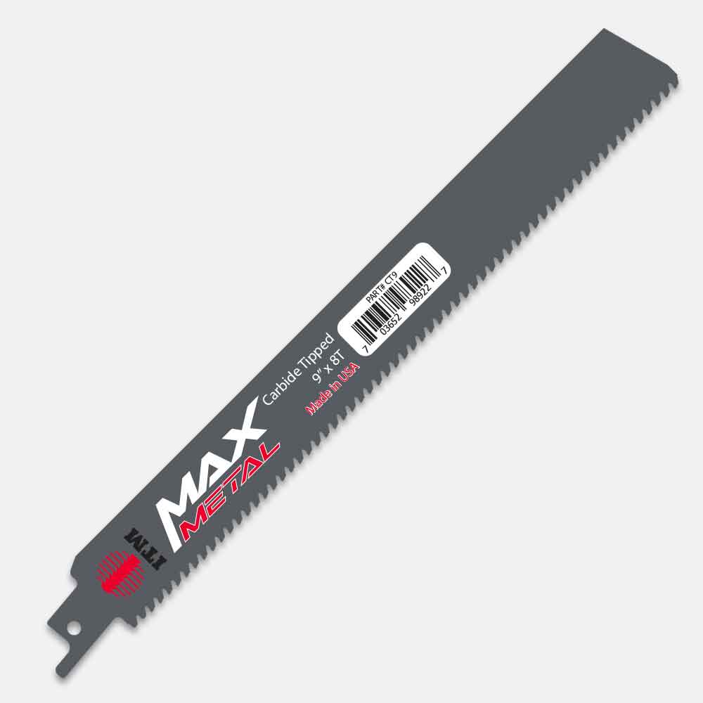 Carbide reciprocating saw blades 8 TPI MAX METAL for cutting steel and tough metals