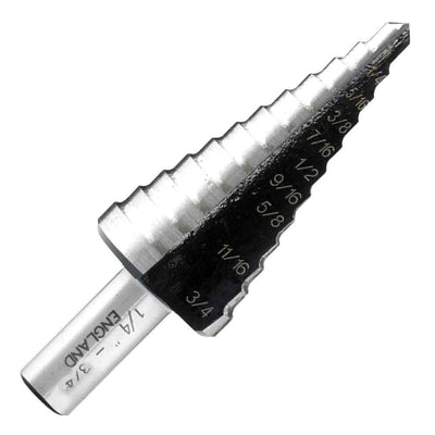 12-step drill bit, HEX non-slip shank, 2-fast spiral flutes, for steel, aluminum, copper, plastics