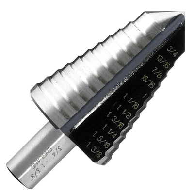 11-step drill bit, HEX non-slip shank, 2-fast spiral flutes, for steel, aluminum, copper, plastics