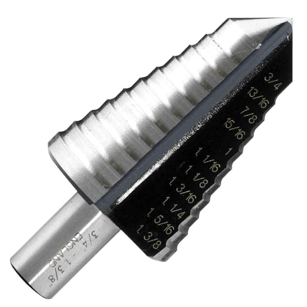 11-step drill bit, HEX non-slip shank, 2-fast spiral flutes, for steel, aluminum, copper, plastics