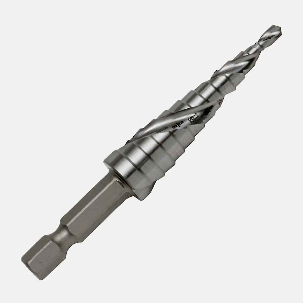 1/4” hex impact shank drill bit, M2 HSS, self-starting split point for plastics, copper, aluminum, steel