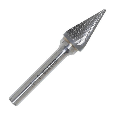 Walter 1/2 inch conical carbide burr, double cut, part 01V018