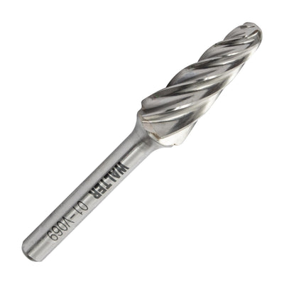 Walter 1/2 inch cone, 14° carbide burr, aluminum / non-ferrous cut, part 01V069