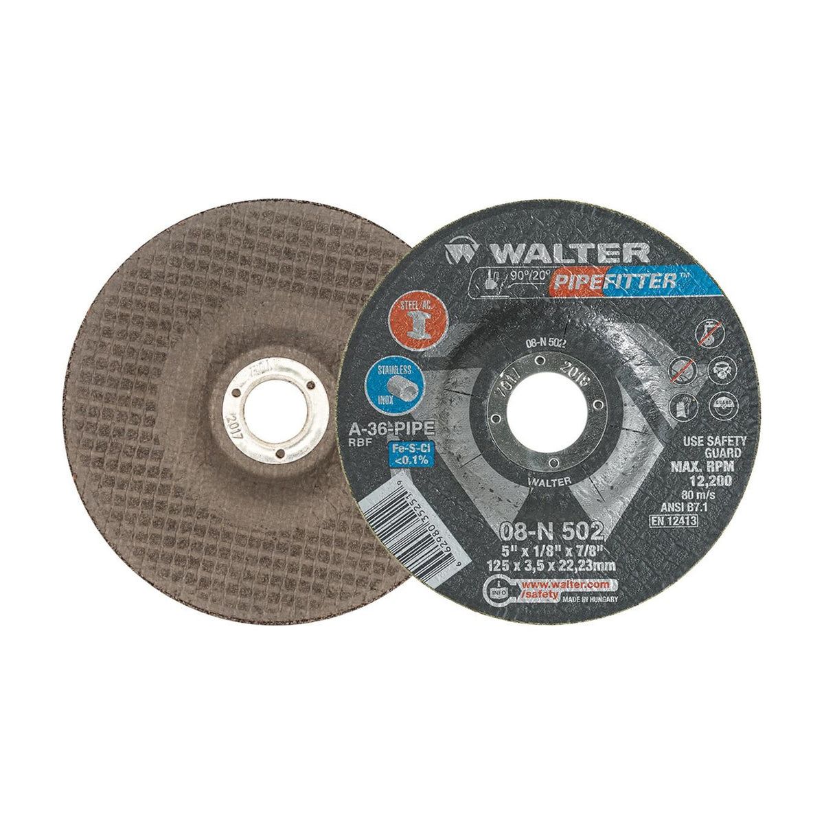 Walter 5 inch x 1/8 inch x 7/8 inch PIPEFITTER Grinding Wheel, Type 27, part 08N502