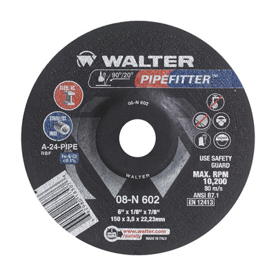 Walter 6 inch x 1/8 inch x 7/8 inch PIPEFITTER Grinding Wheel, Type 27, part 08N602