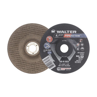 Walter 6 inch x 3/32 inch x 7/8 inch PIPEFITTER Grinding Wheel, Type 27, part 08N603