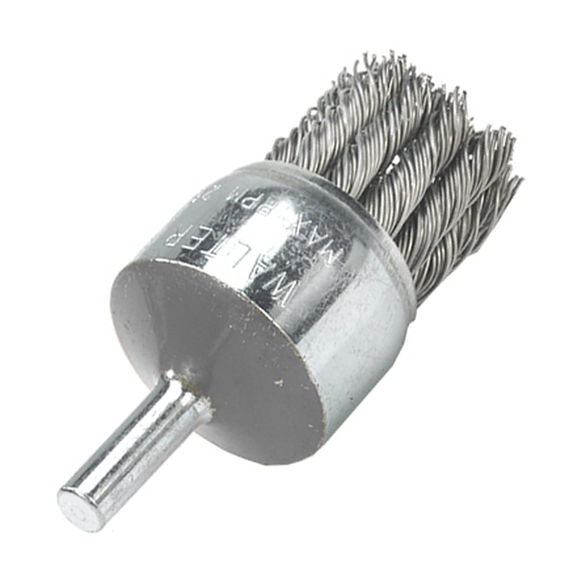Walter 1-1/8 inch ALLSTEEL Knot-Twisted Wire Mounted End Brush, 1/4 inch Shank, .020 inch Carbon Steel, 09C020, part 09C020
