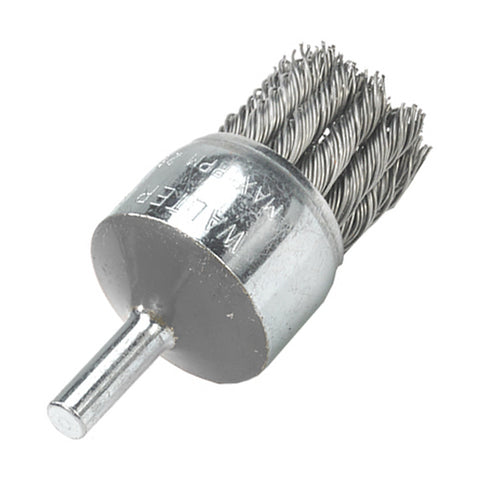 1-1/8" ALLSTEEL Knot-Twisted Wire Mounted End Brush, 1/4" Shank, .020" Carbon Steel, 09C020