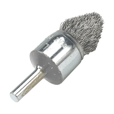 Walter 3/4 inch ALLSTEEL Crimped Wire Mounted Conical End Brush, 1/4 inch Shank, .0118 inch Carbon Steel, part 09C028