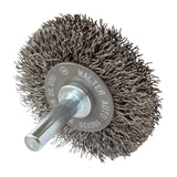 2" ALLSTEEL Crimped Wire Mounted Wheel Brush, 1/4" Shank, .0118" Carbon Steel
