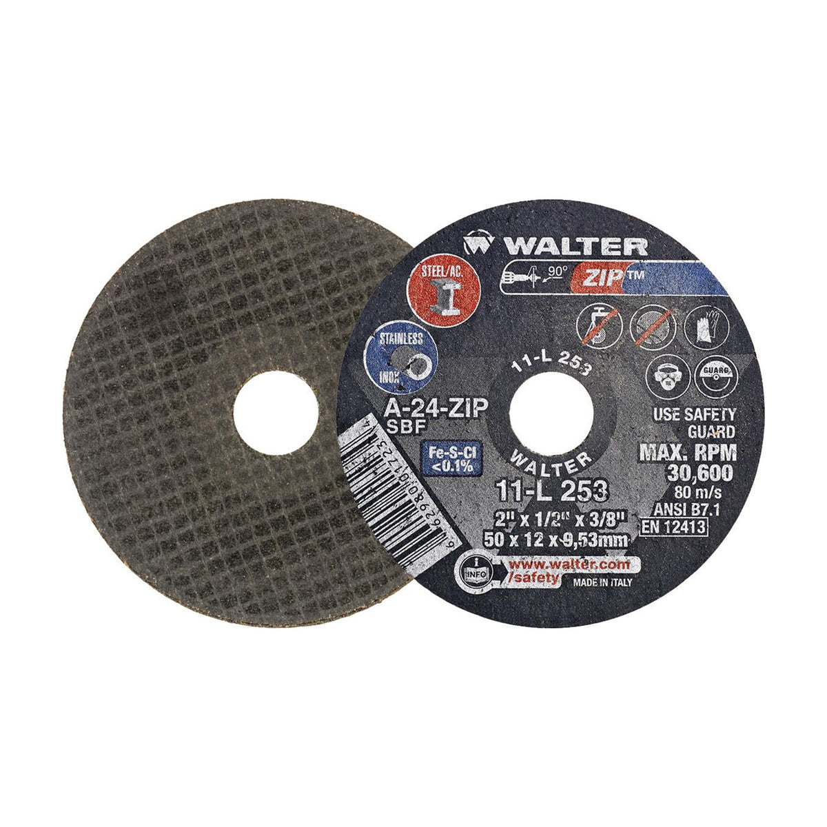 Walter 2 inch x 1/2 inch x 3/8 inch ZIP Cut-Off Wheel, Type 1, part 11L253