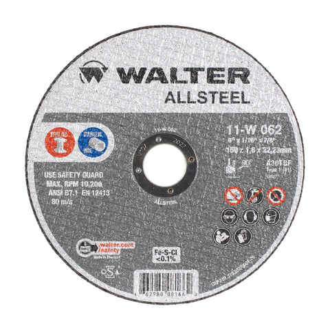 6" x 1/16" x 7/8" ALLSTEEL Cut-Off Wheel, Type 1