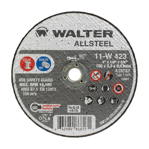 4" x 1/8" x 3/8" ALLSTEEL Cut-Off Wheel, Type 1