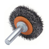 1-3/8" x 1/4" Crimped Wire Mounted Wheel Brush, 1/4" Shank, .008" Carbon Steel