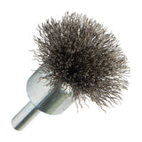 1-1/2" Crimped Wire Mounted Spherical Brush, 1/4" Shank, .008" Stainless Steel