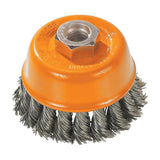 3" x M10 x 1.25 Knot-Twisted Wire Cup Brush, .015" Carbon Steel