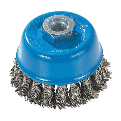 Walter 3 inch x 5/8 inch-11 Knot-Twisted Wire Cup Brush, .015 inch Stainless Steel, part 13F314
