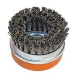 5" x 5/8"-11 Knot-Twisted Wire Cup Brush, .020" Carbon Steel, Double Row with Ring, 30 mm Trim