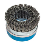 5" x 5/8"-11 Knot-Twisted Wire Cup Brush, .020" Stainless Steel, Double Row with Ring, 30 mm Trim