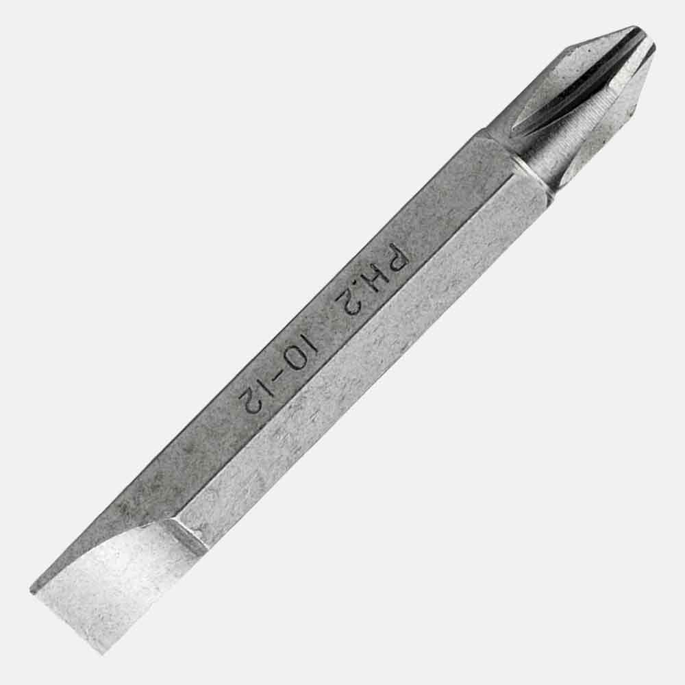 #2 Phillips slotted 1/4-inch hex double-ended driver bit, compatible with drill drivers, screwdriver sets, and power tools