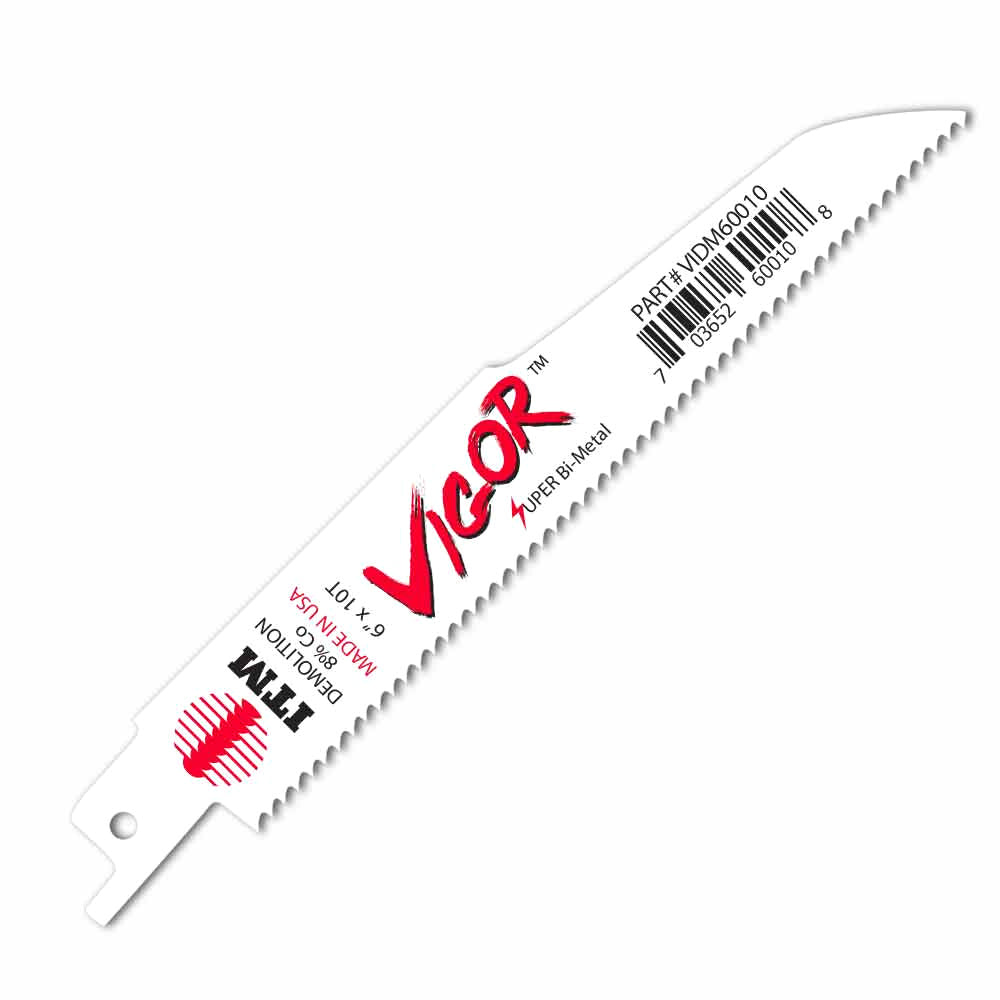 VIGOR demolition recip blades, bi-metal 8% cobalt teeth Rc 65-67 with rigid, thick low-vibration design