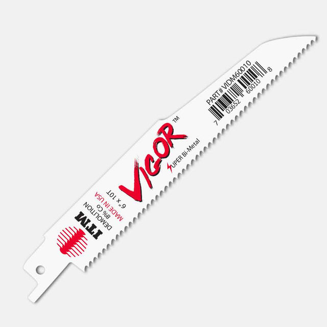 VIGOR demolition recip blades, bi-metal 8% cobalt teeth Rc 65-67 with rigid, thick low-vibration design
