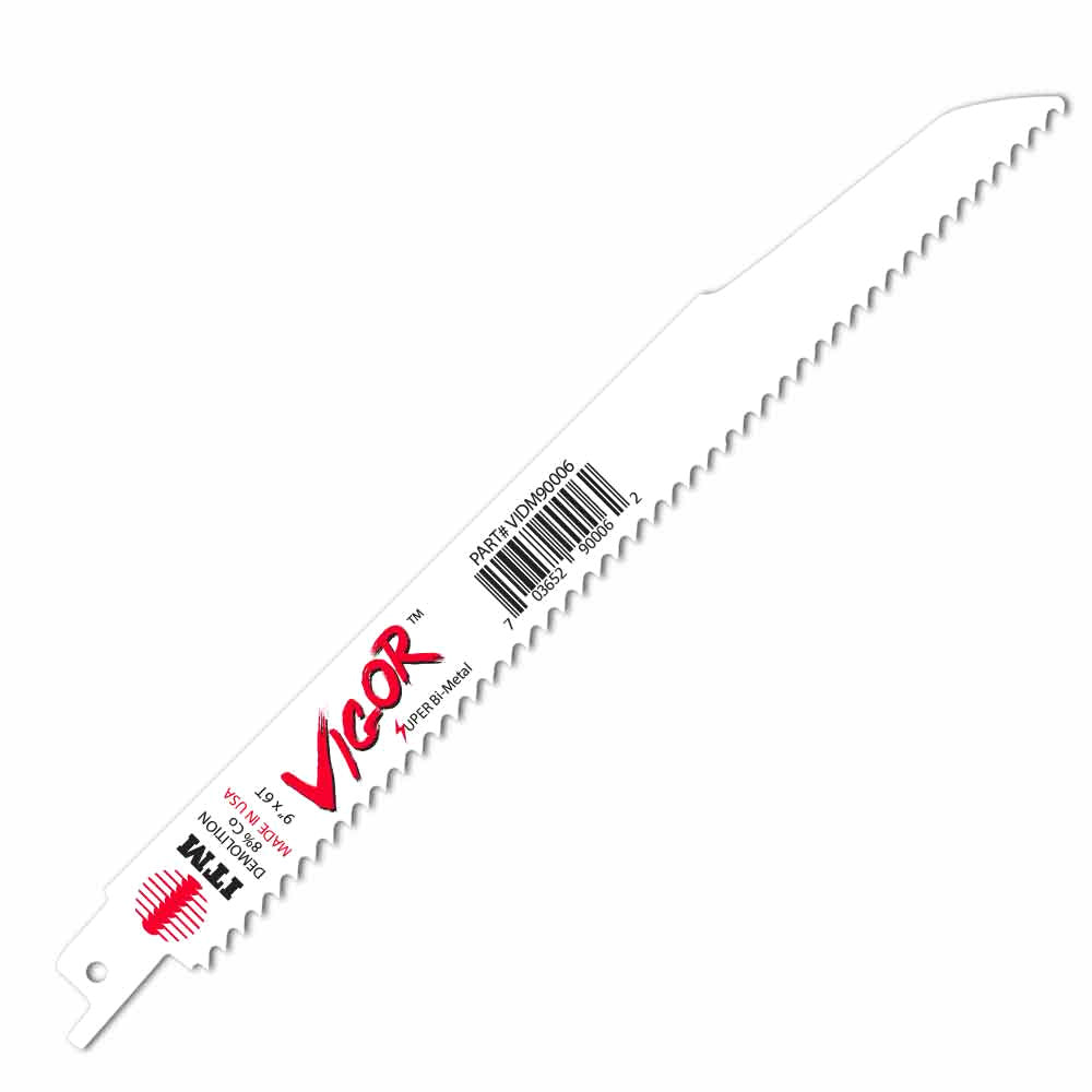 VIGOR demolition recip blades, bi-metal 8% cobalt teeth Rc 65-67 with rigid, thick low-vibration design