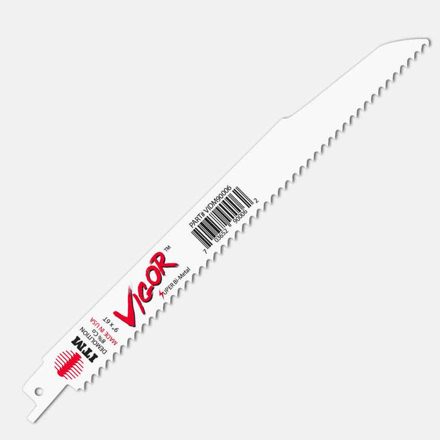 VIGOR demolition recip blades, bi-metal 8% cobalt teeth Rc 65-67 with rigid, thick low-vibration design
