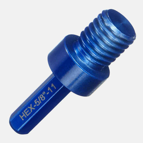 Professional 5/8”-11 to 3/8” hex drive adapter for white diamond tile, providing reliable full-thread to hex shank compatibility for wet or dry tile drilling