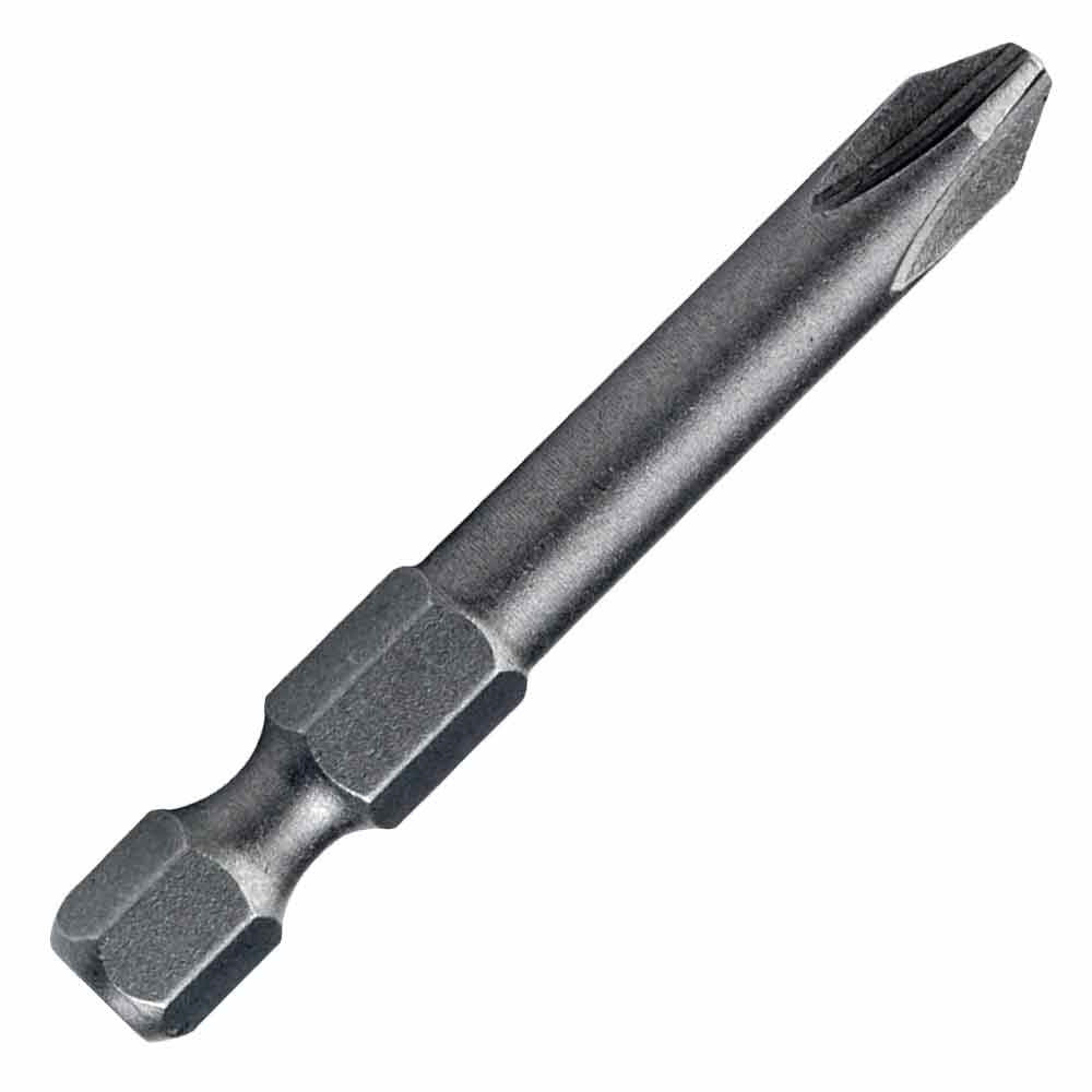 Phillips #2 drywall driver bit with reduced body for precise screw driving and improved clearance