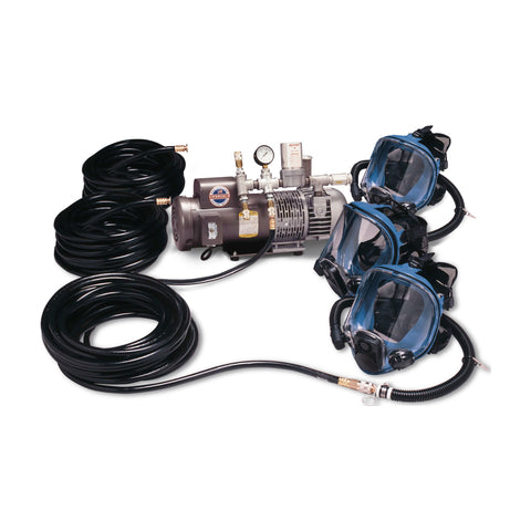 Allegro Full Mask Supplied-Air Respirator System, 3-Worker, Three 100' Hoses