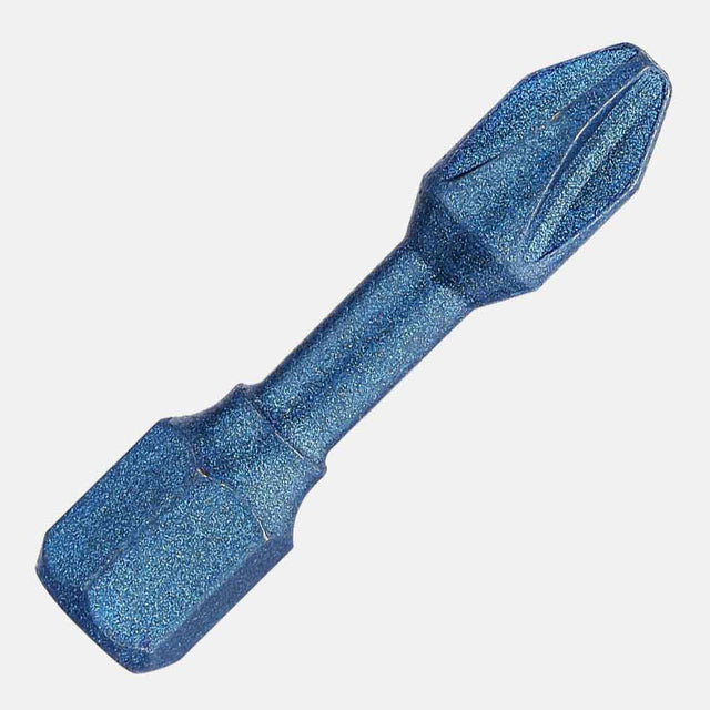 #2 1/4-inch hex Phillips® impact driver bit with blue shock tip, compatible with power tools, impact drivers, and heavy-duty screw driving