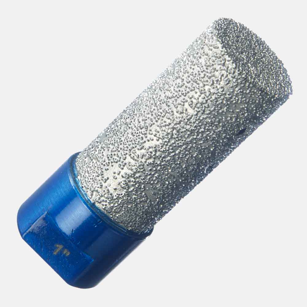 5/8”-11 threaded diamond milling cutter, vacuum-brazed #45/50 grit, 2-7/8” OAL, ideal for milling interior circle or half-circle tile, stone, or concrete cuts for pipe installation