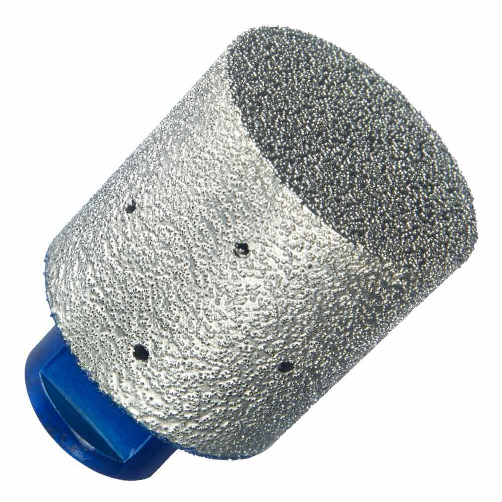 5/8”-11 threaded diamond milling cutter, vacuum-brazed #45/50 grit, 2-7/8” OAL, ideal for milling interior circle or half-circle tile, stone, or concrete cuts for pipe installation