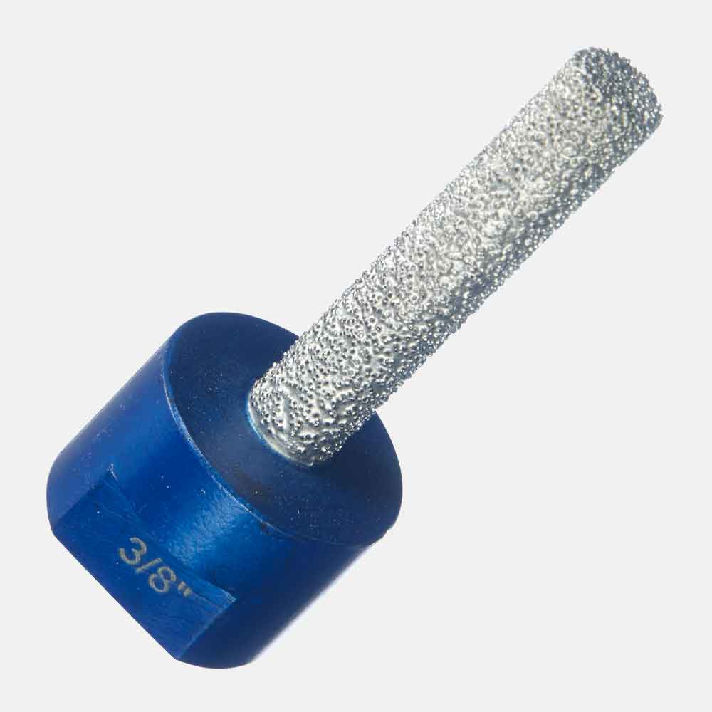 5/8”-11 threaded diamond milling cutter, vacuum-brazed #45/50 grit, 2-7/8” OAL, ideal for milling interior circle or half-circle tile, stone, or concrete cuts for pipe installation