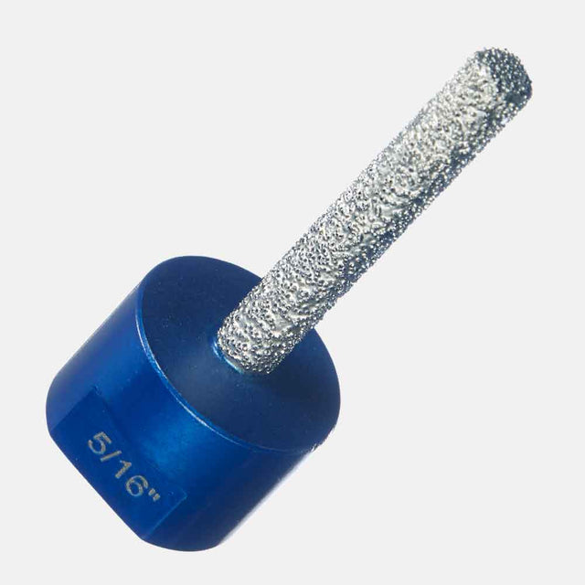 5/8”-11 threaded diamond milling cutter, vacuum-brazed #45/50 grit, 2-7/8” OAL, ideal for milling interior circle or half-circle tile, stone, or concrete cuts for pipe installation