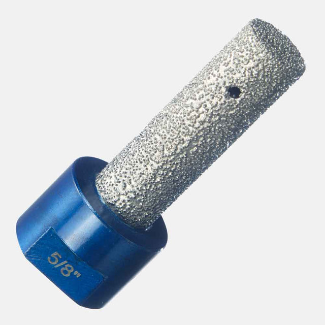 5/8”-11 threaded diamond milling cutter, vacuum-brazed #45/50 grit, 2-7/8” OAL, ideal for milling interior circle or half-circle tile, stone, or concrete cuts for pipe installation