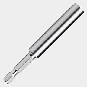 Stainless steel magnetic bit tip holder with hex shank, 1/2-inch drill depth, retaining ring, and 4-inch overall length