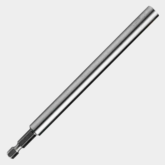 Stainless steel magnetic bit tip holder with hex shank, 1/2-inch drill depth, retaining ring, and 6-inch overall length