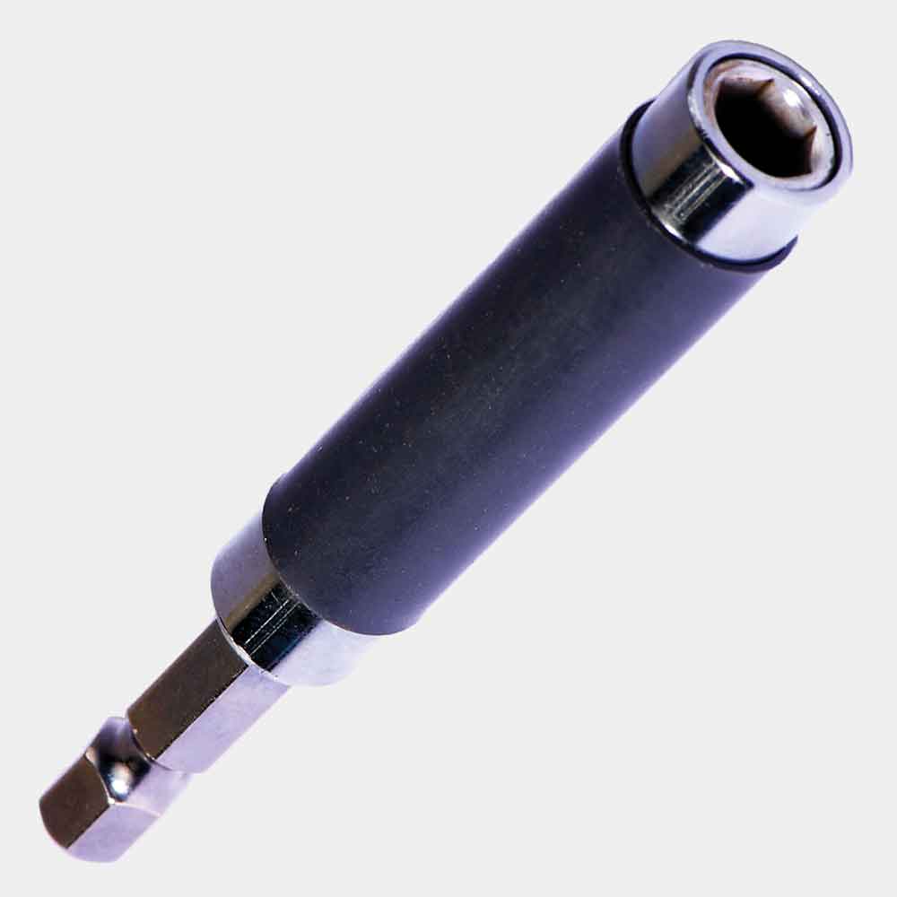 5-inch sleeve-guided magnetic bit holder with 7/16-inch body diameter and no retaining ring for special drilling applications