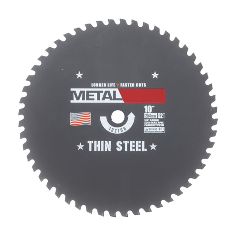10" x 52T Metal-Cutting Circular Saw Blade for Thin Steel