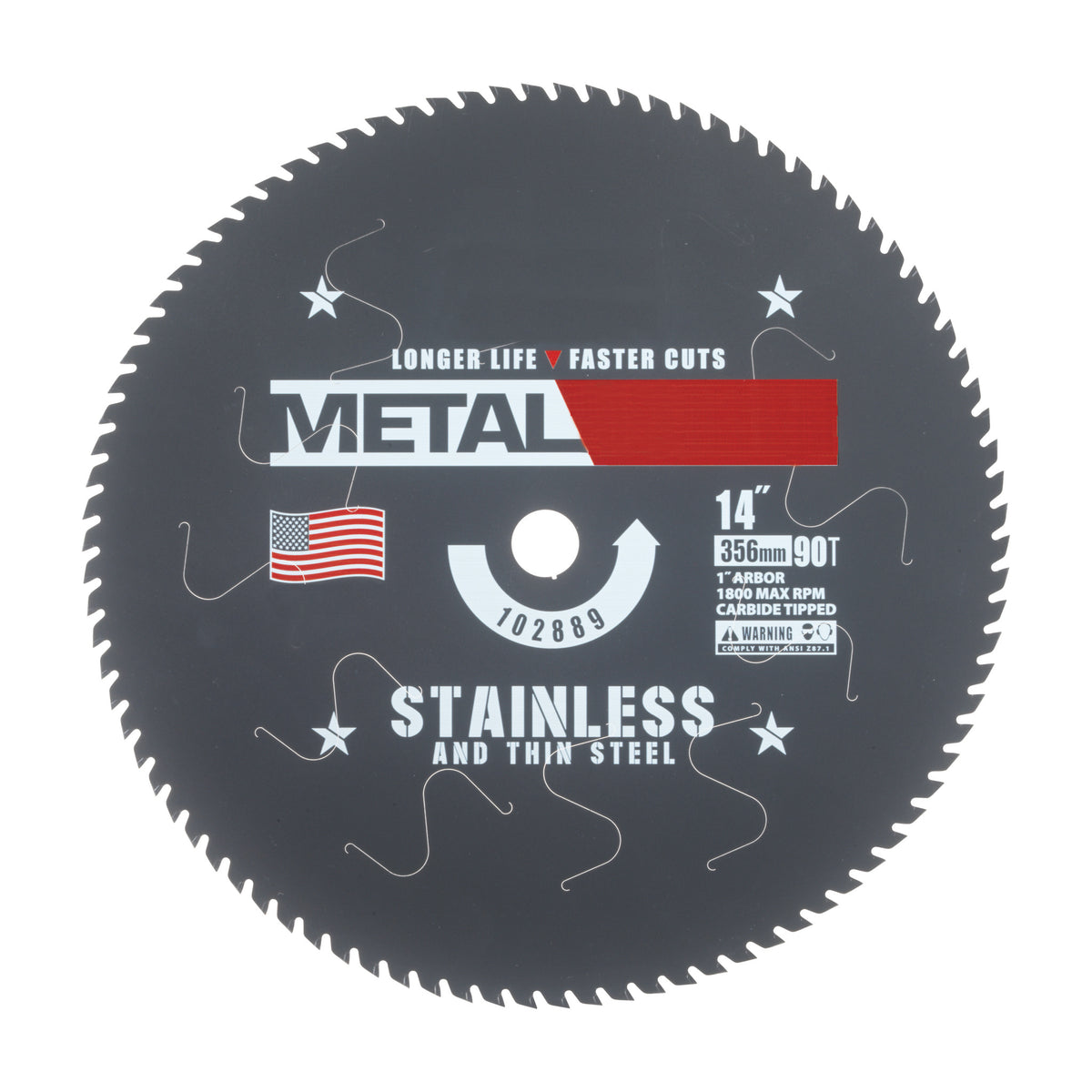 ITM METAL 14 inch 90-tooth metal-cutting circular saw blade for stainless steel, part 102889